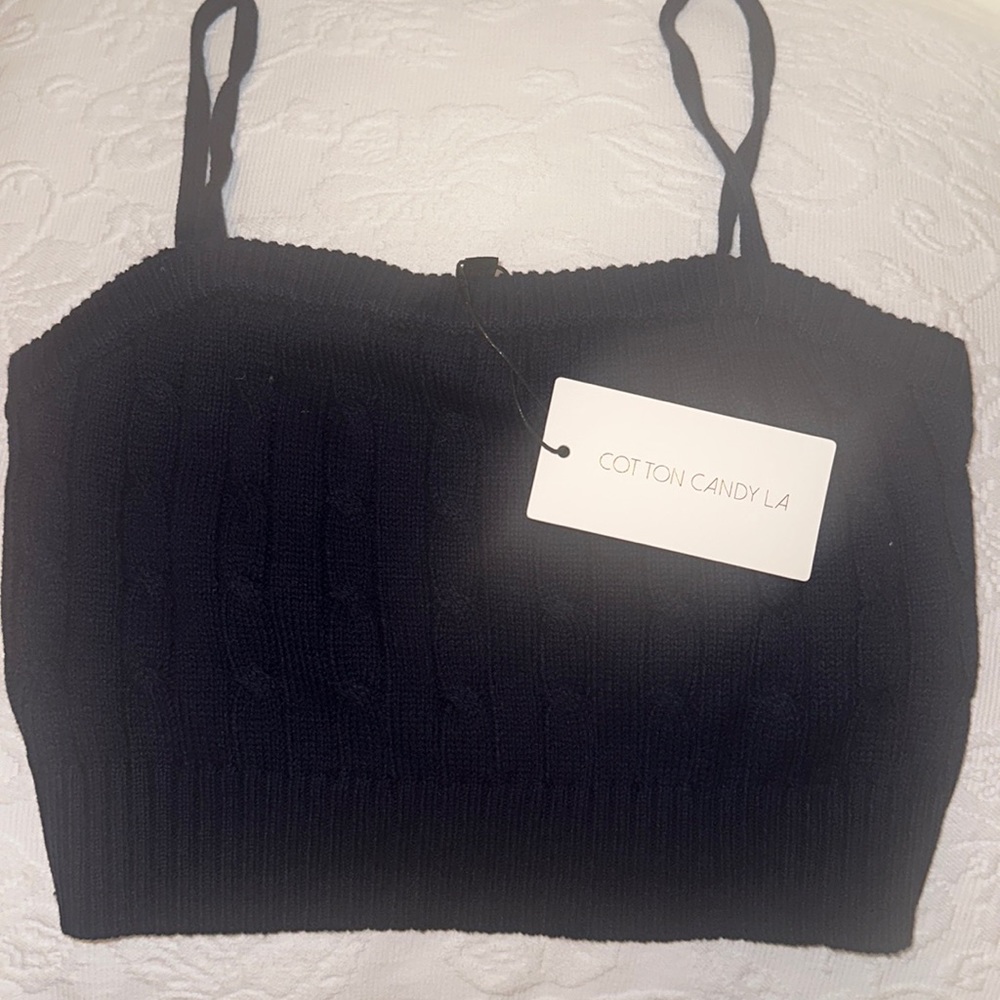 Navy knit crop top